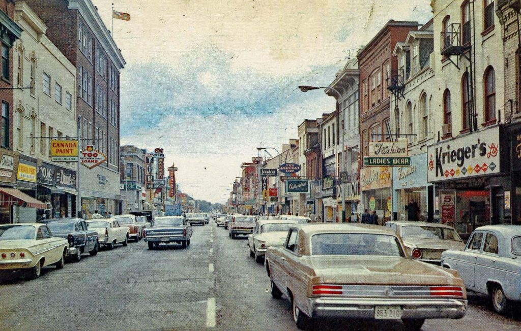 Explore Brantford and discover Downtown Brantford with Harmony Square. Old vintage picture of Downtown Brantford